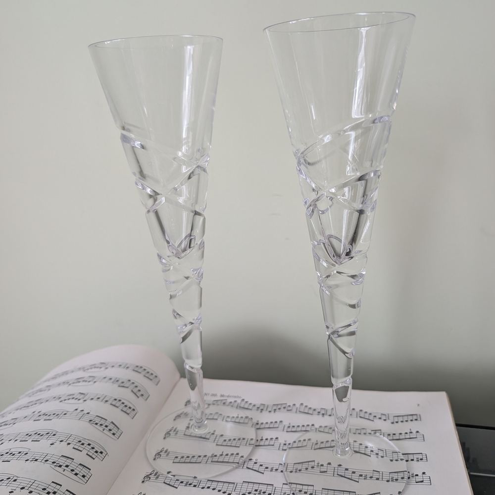 Royal Doulton Clear Crystal Champagne Flutes Pair